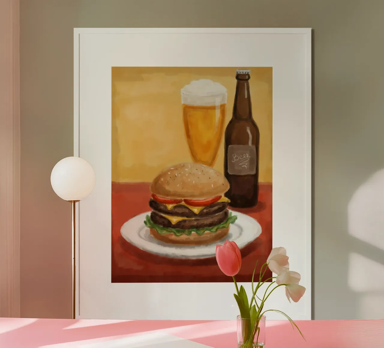 Hamburger e birra carta hahnemühle da Indigo Rain