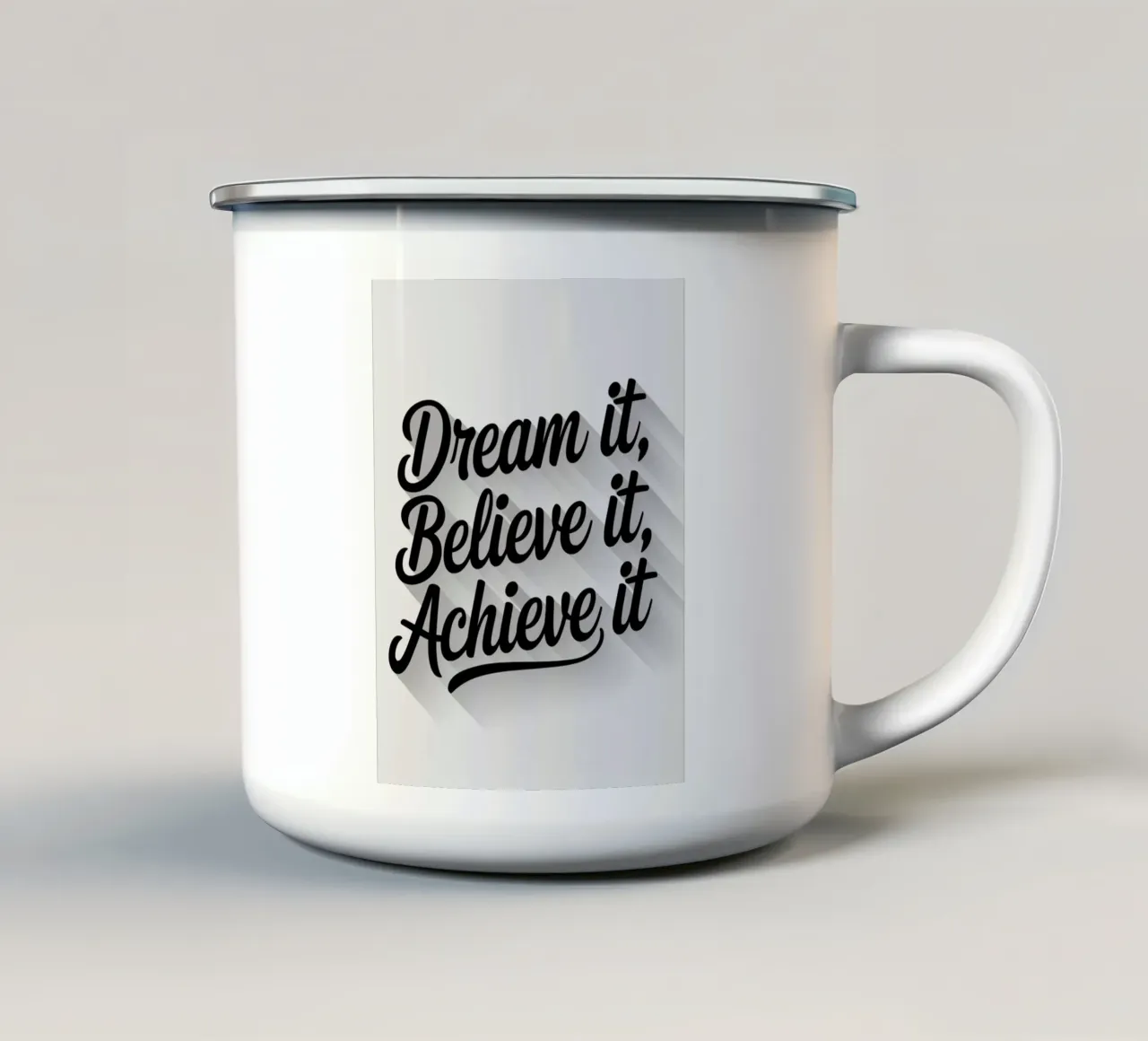 Sognare, credere, realizzare tazza in smalto da logic