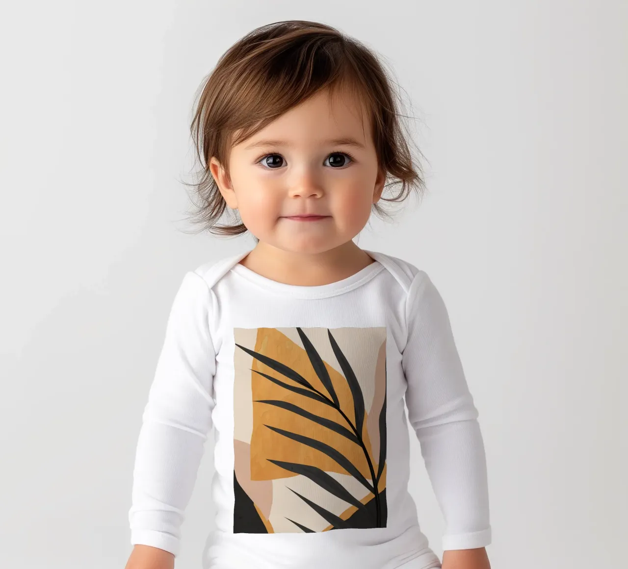 Abstract Art Tropical Leaves 59 long-sleeve baby romper by ThingDesign