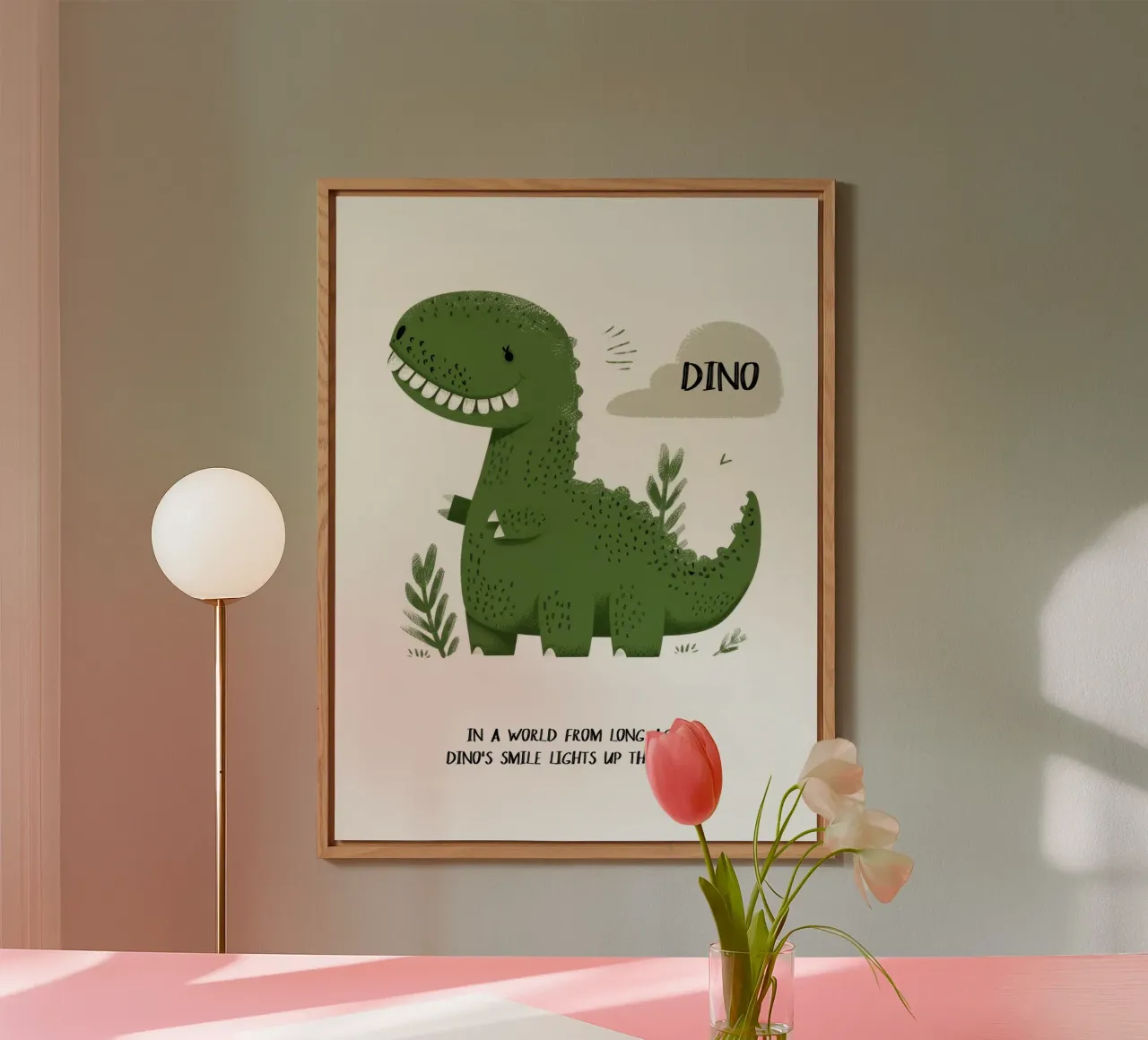 Smiling Dino aluminium-dibond van treechild