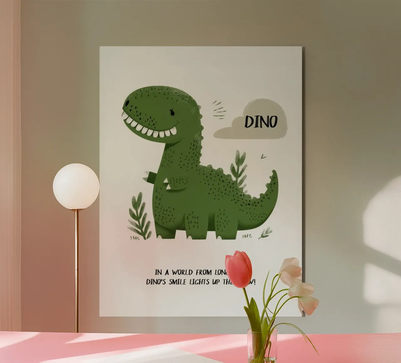 Smiling Dino aluminium-dibond van treechild