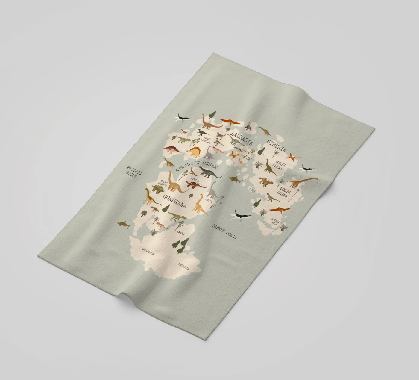 Dino Map beach towel by treechild