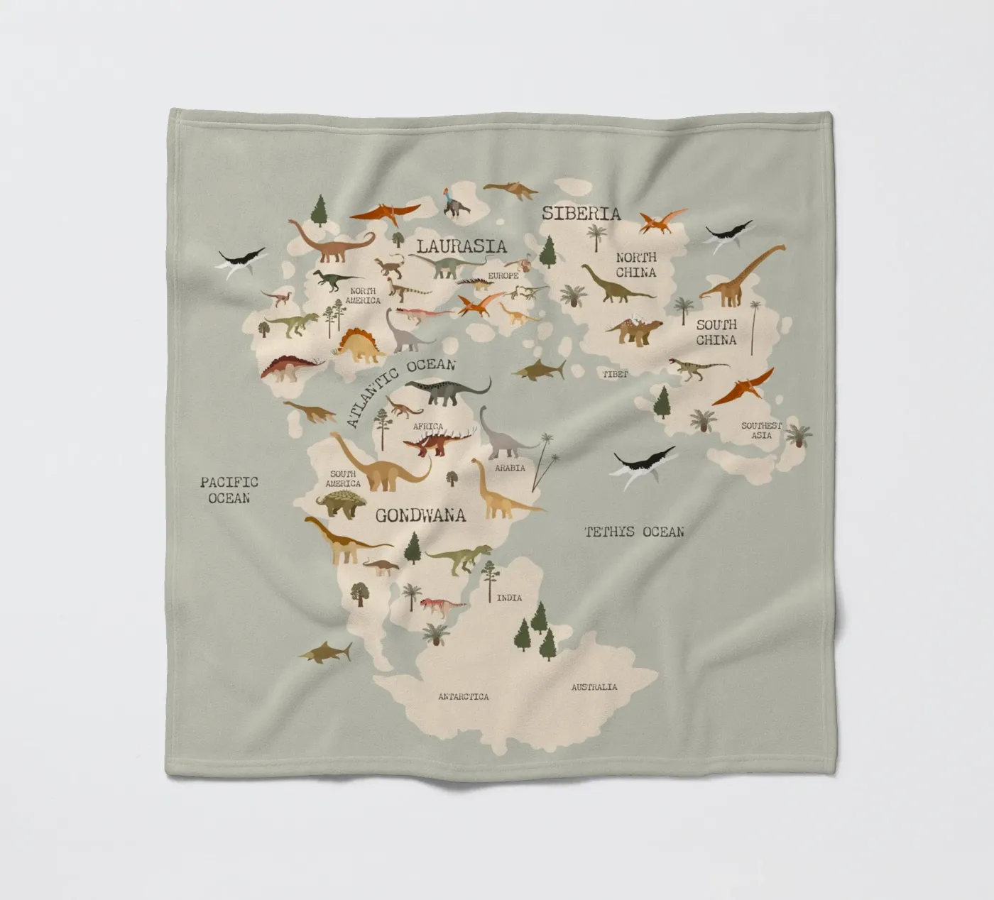 Dino Map Fleecedecke von treechild