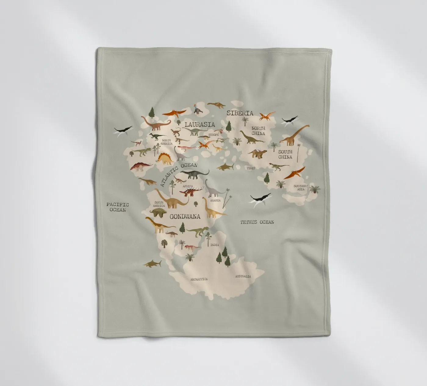Dino Map Fleecedecke von treechild