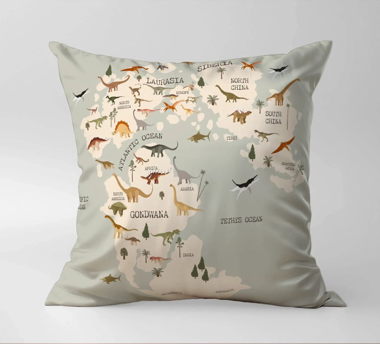 Dino Map No 2 cuscino da treechild