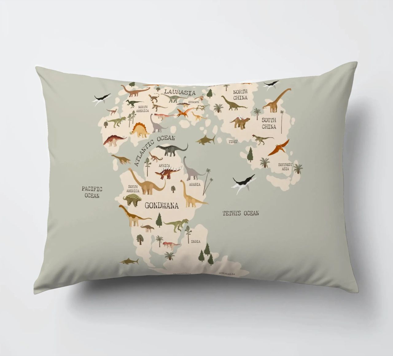 Dino Map No 2 cuscino da treechild