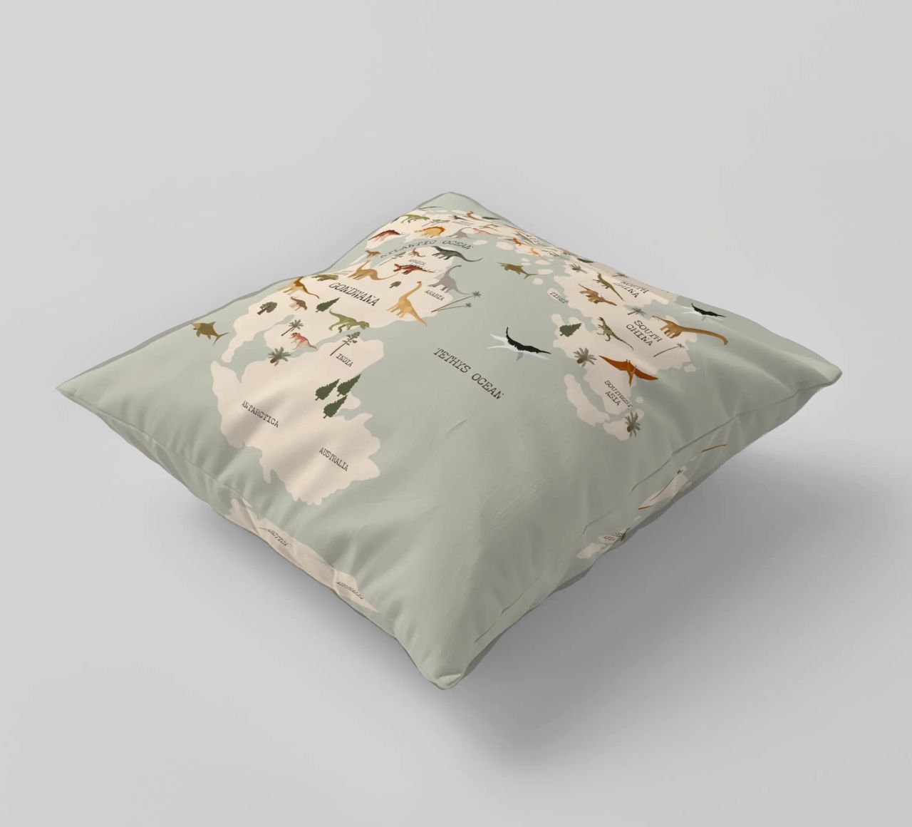 Dino Map No 2 cuscino da treechild