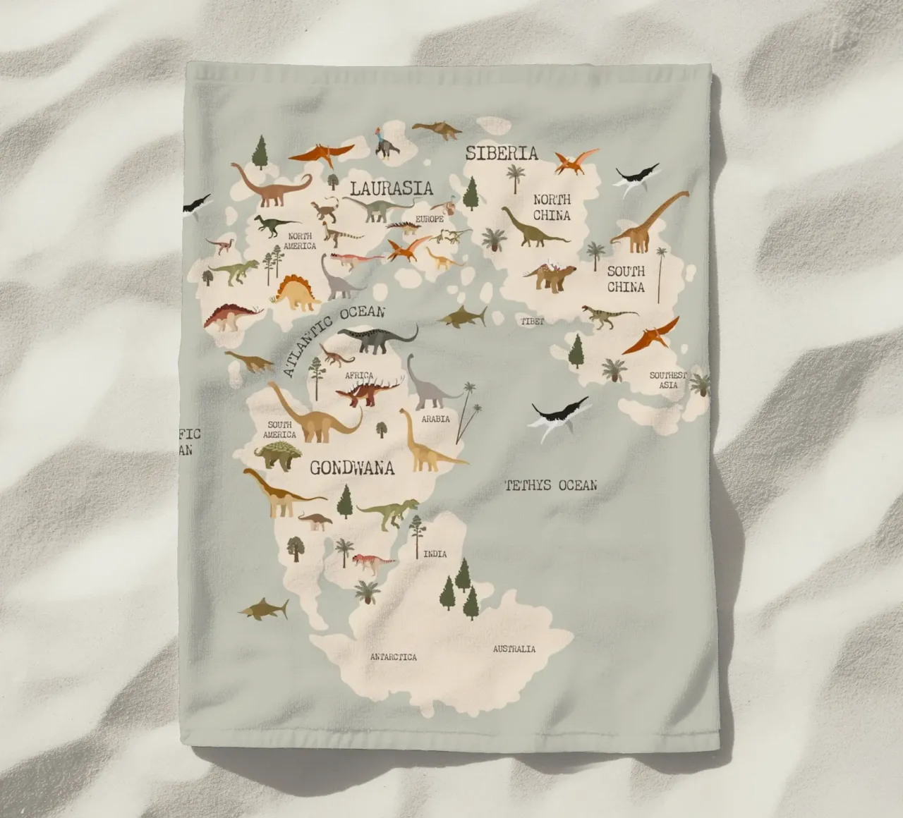 Dino Map No 2 Strandtuch von treechild