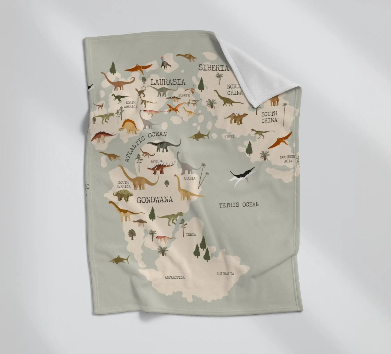 Dino Map No 2 coperta in pile da treechild