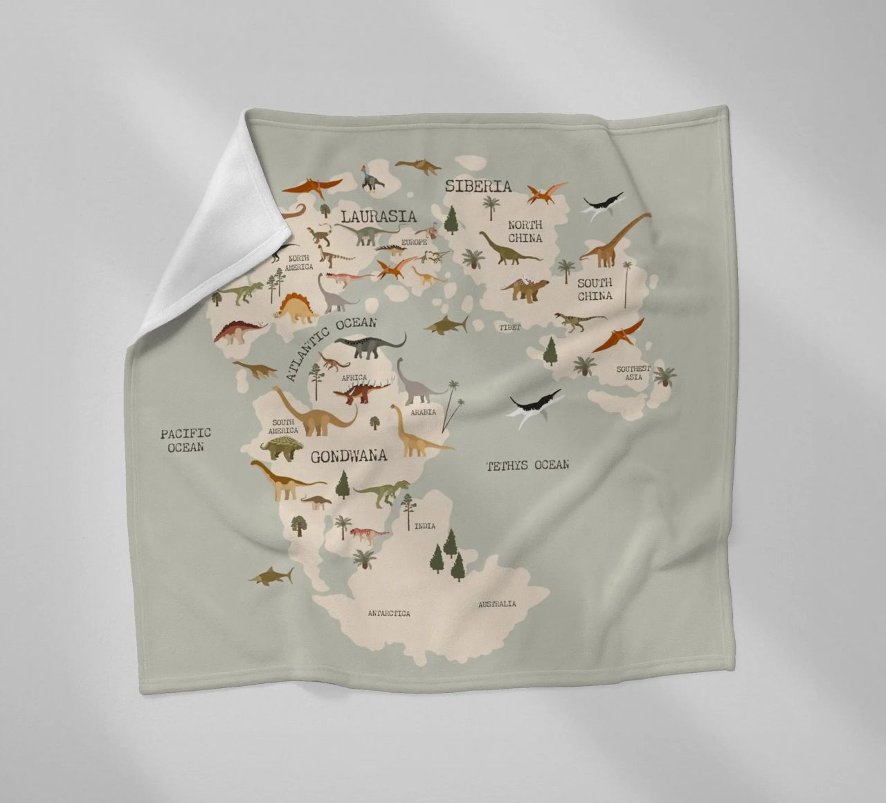 Dino Map No 2 coperta in pile da treechild