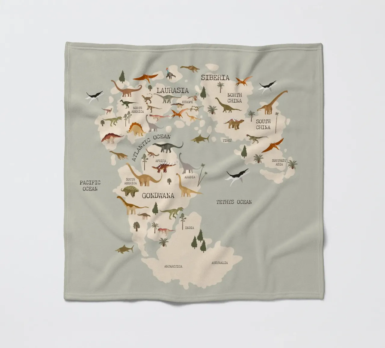 Dino Map No 2 coperta in pile da treechild