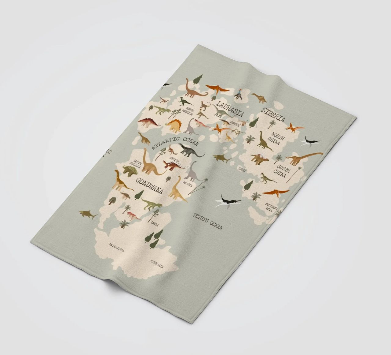 Dino Map No 2 coperta in pile da treechild