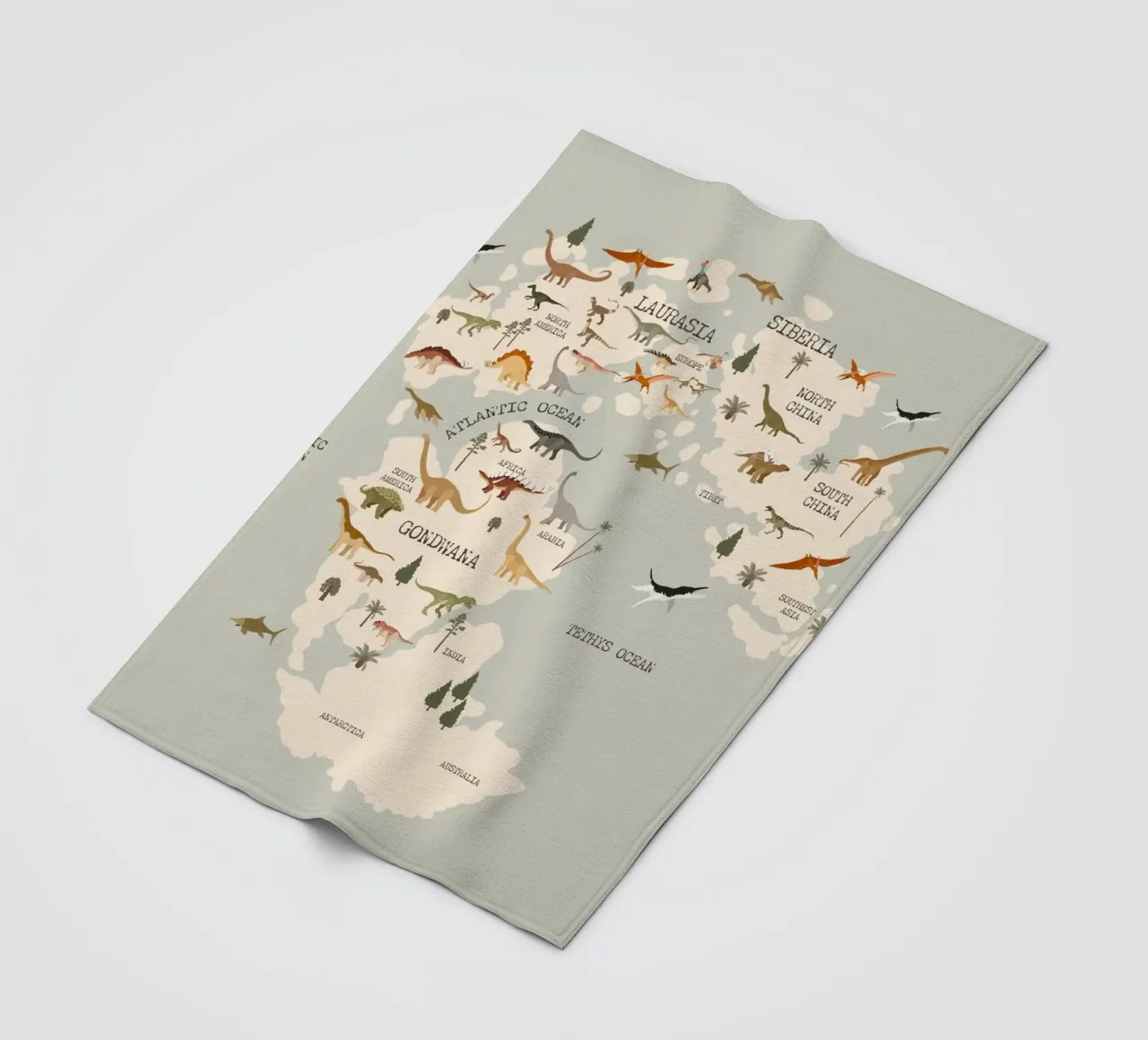 Dino Map No 2 coperta in pile da treechild