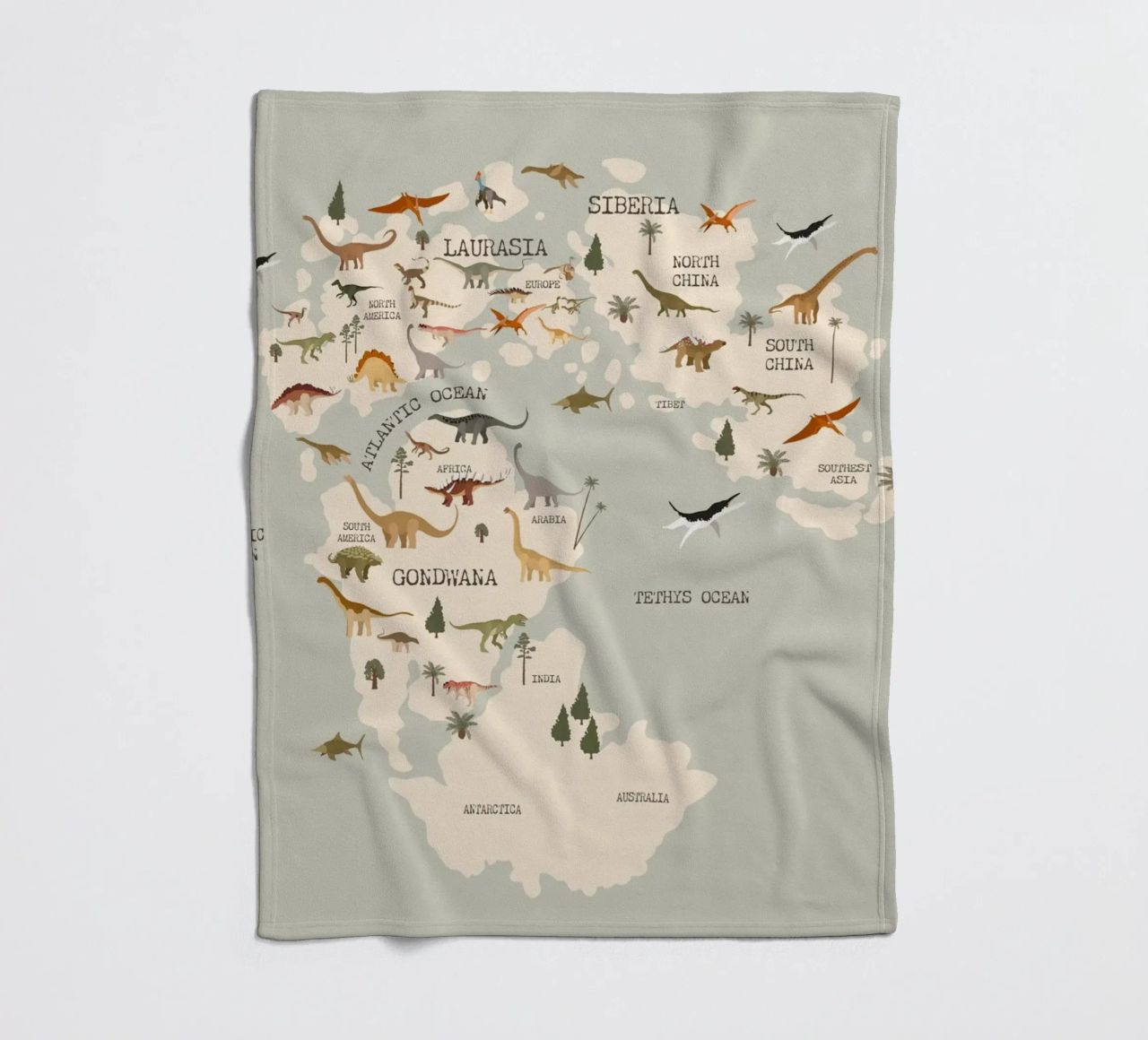 Dino Map No 2 coperta in pile da treechild