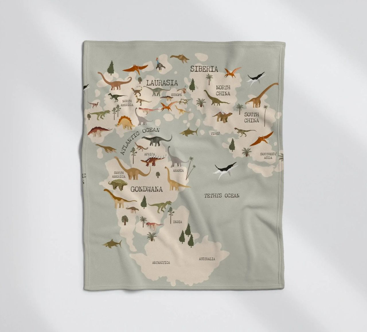 Dino Map No 2 coperta in pile da treechild