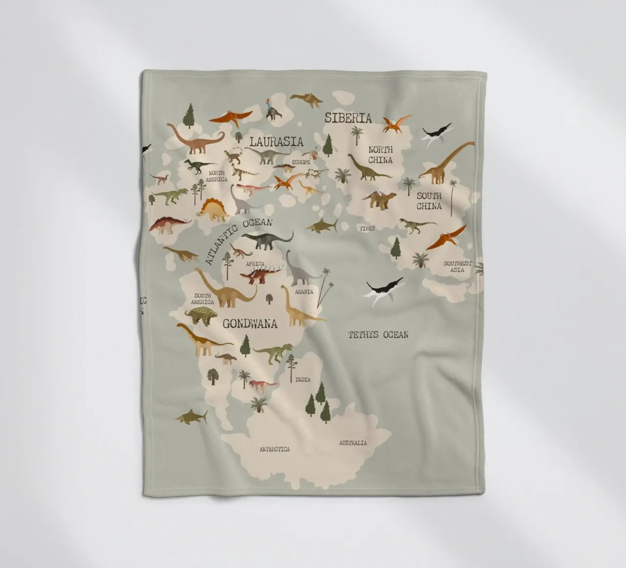 Dino Map No 2 coperta in pile da treechild