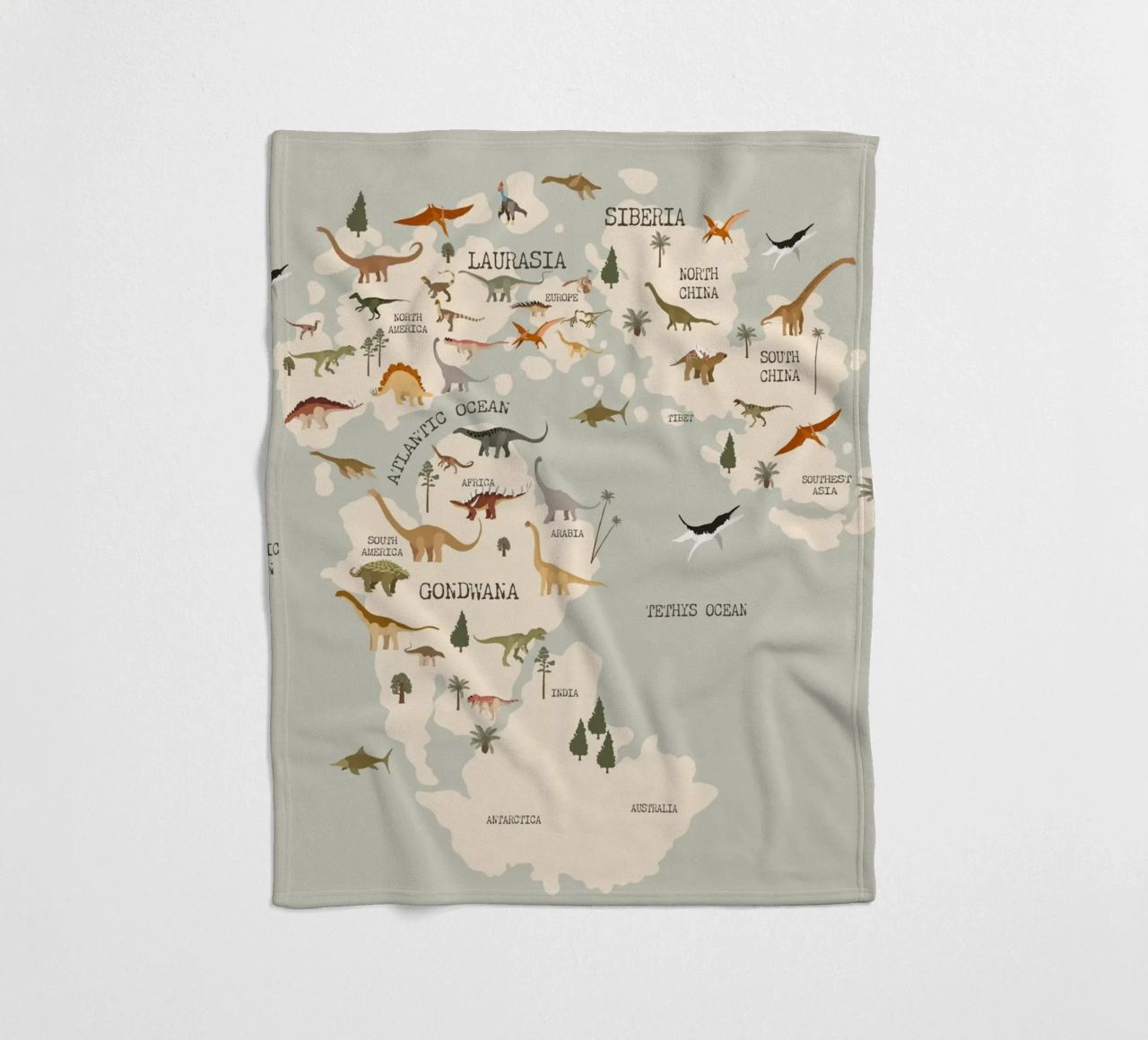 Dino Map No 2 coperta in pile da treechild