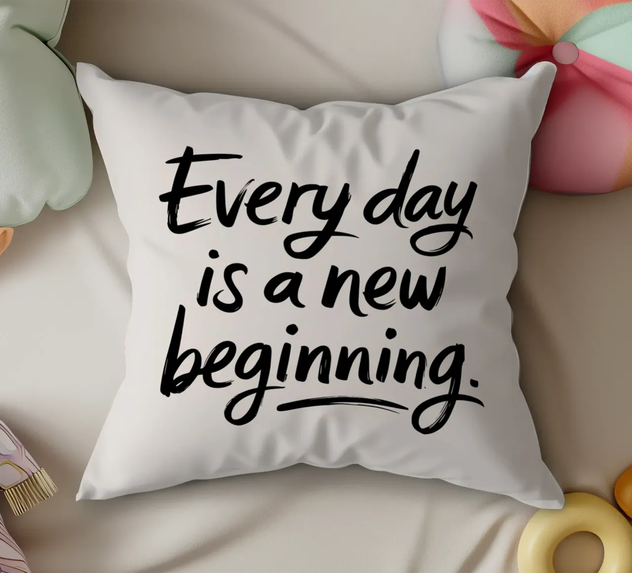 Every day is a new beginning. decorative cushion by logic