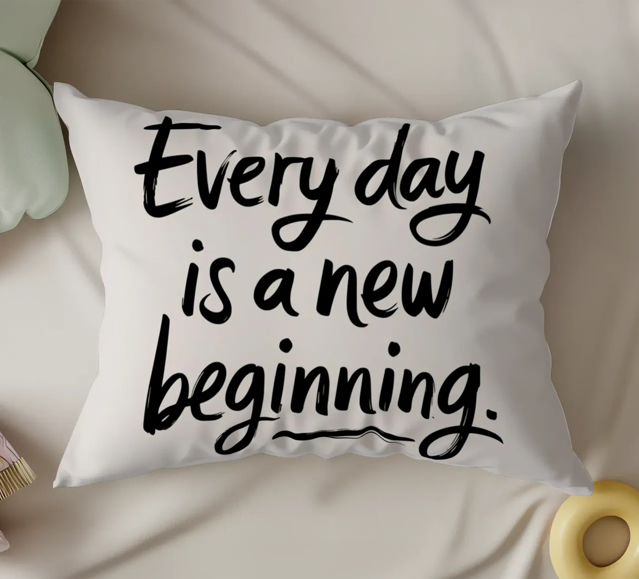 Every day is a new beginning. decorative cushion by logic