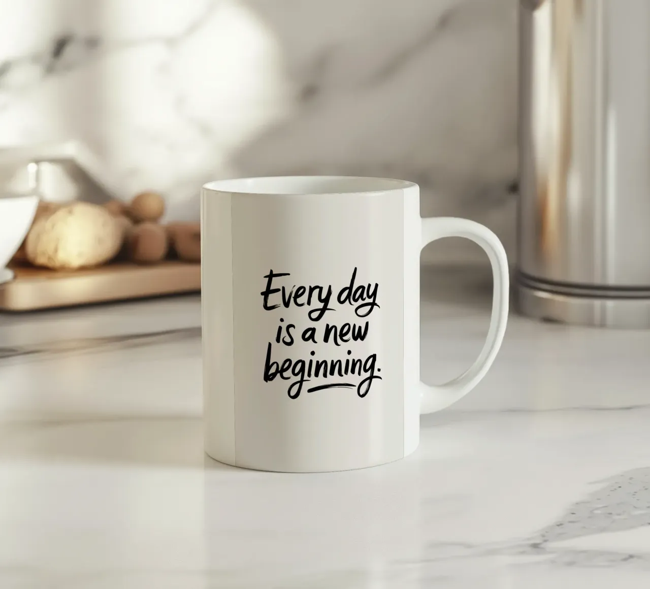 Every day is a new beginning. ceramic mug by logic