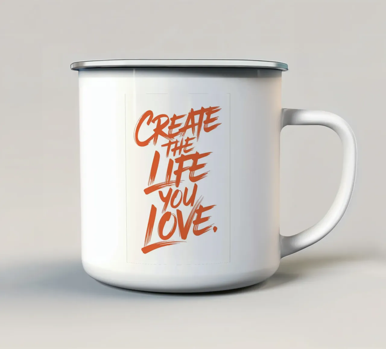 CREARE LA VITA CHE AMATE. tazza in smalto da logic