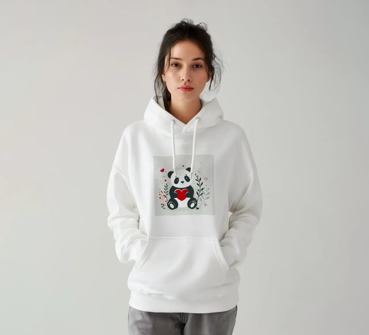 Panda mignon avec un cœur - Affectueux Valentin sweat à capuche de namosh