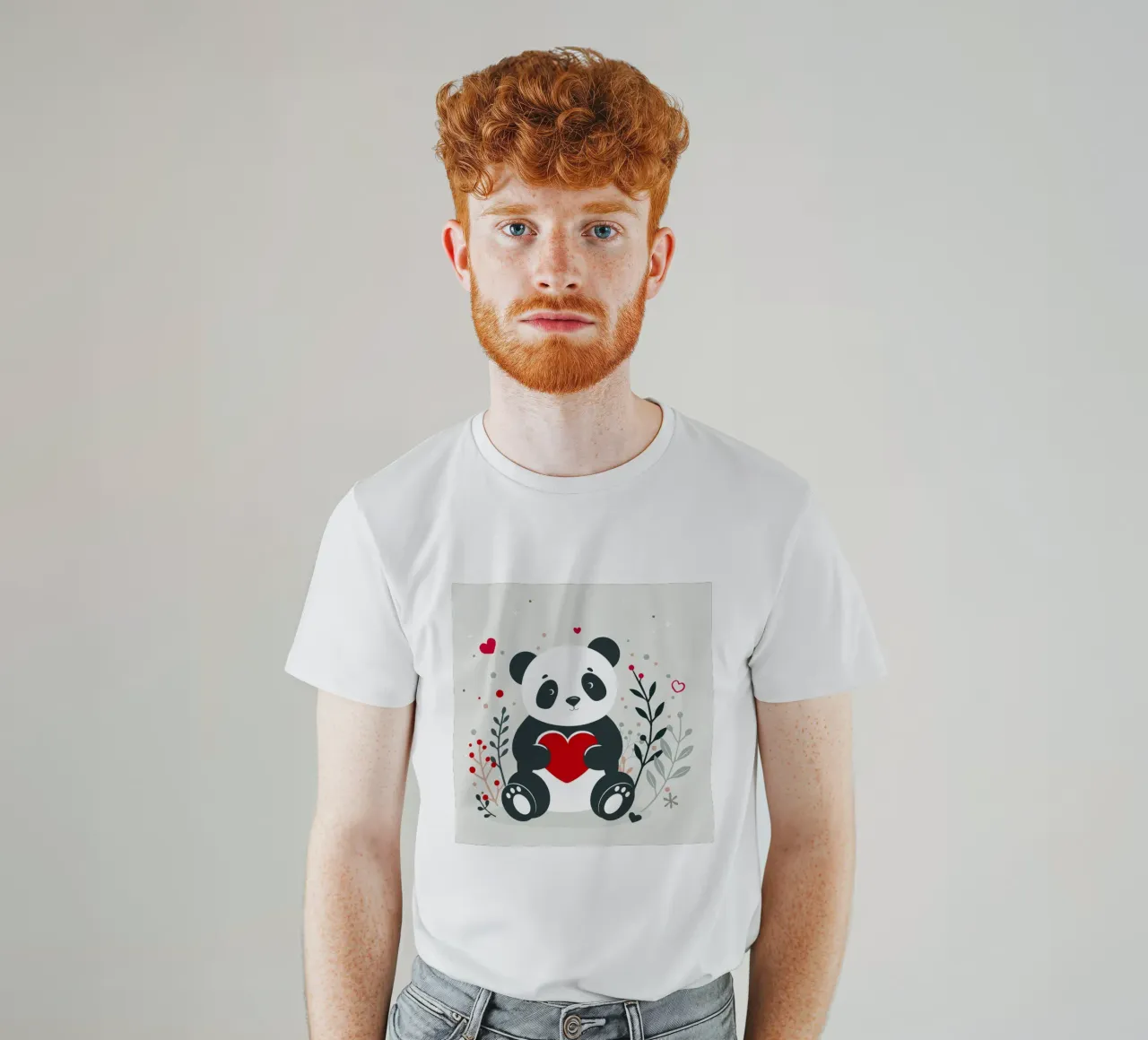 Panda mignon avec un cœur - Affectueux Valentin t-shirt de namosh