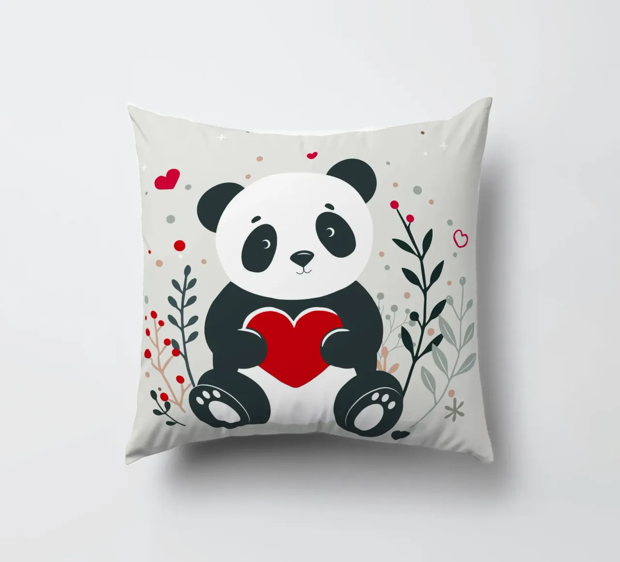 Panda mignon avec un cœur - Affectueux Valentin coussin de namosh
