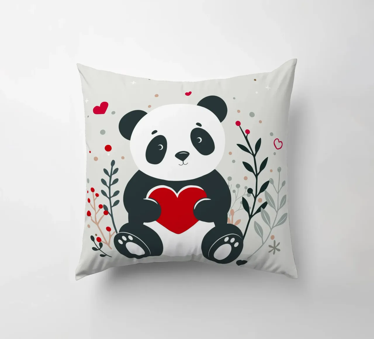 Panda mignon avec un cœur - Affectueux Valentin coussin de namosh