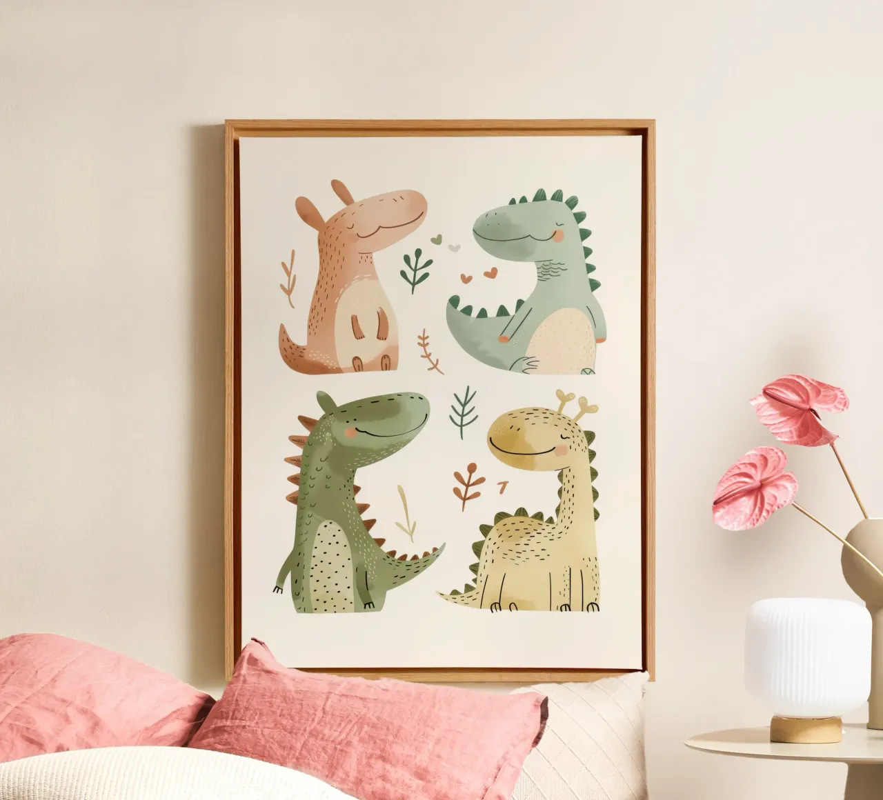 Happy Dinosaurs tela con Cornice a cassetta da treechild