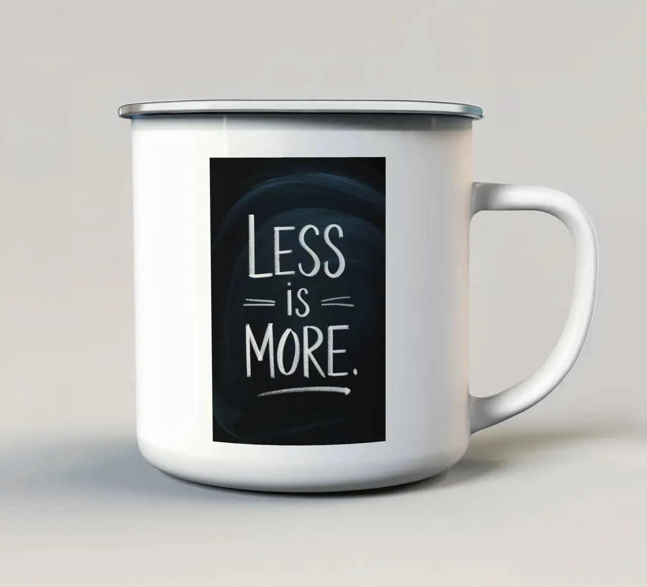 Meno è meglio tazza in smalto da logic