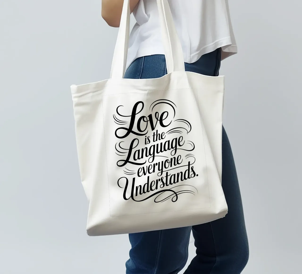 L'amore è la lingua che tutti capiscono borsa in juta da logic
