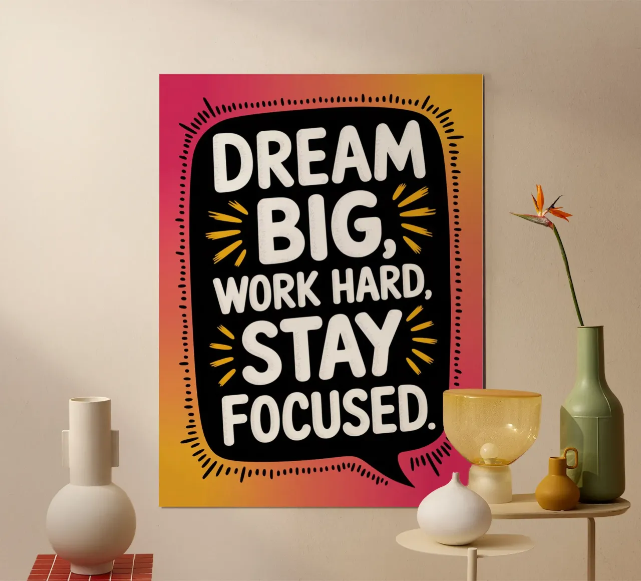 SOGNARE IN GRANDE, LAVORARE SODO, RIMANERE CONCENTRATI. poster con telaio in alluminio da logic