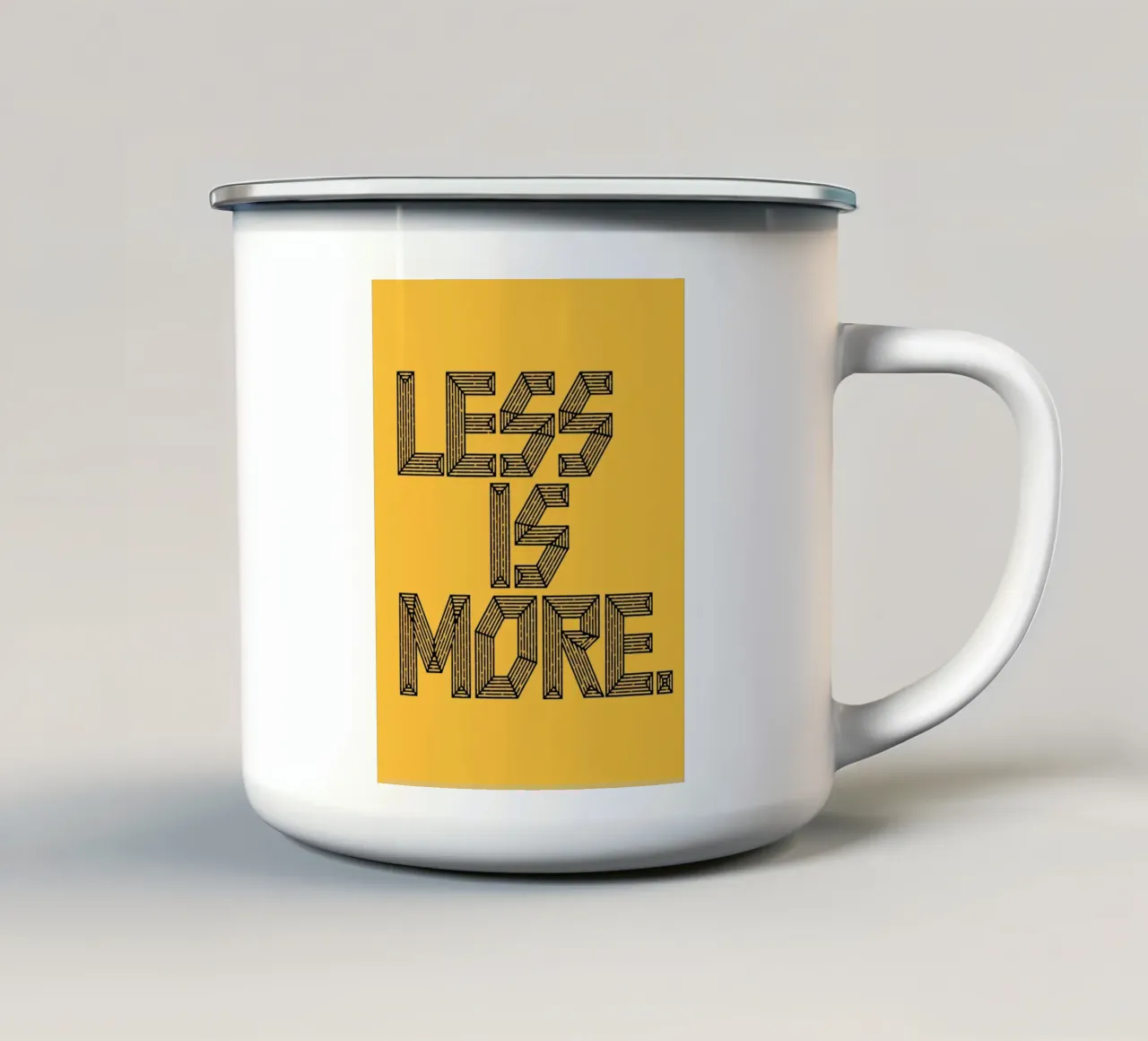 MENO È PIÙ. tazza in smalto da logic