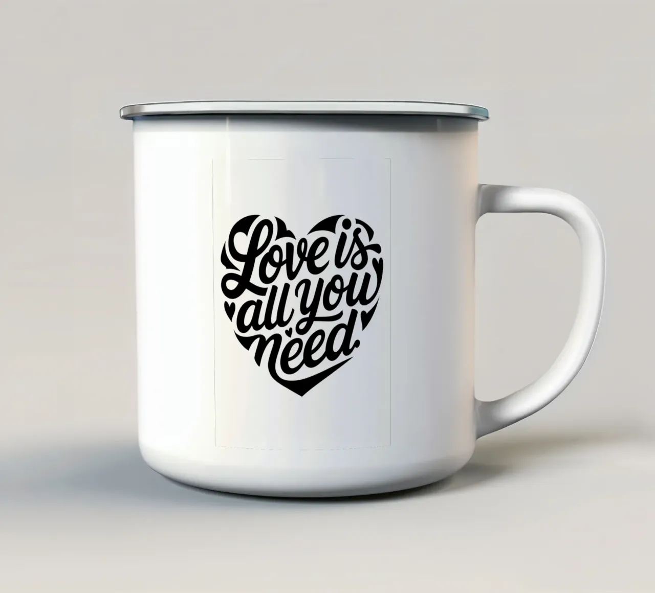 L'amore è tutto ciò che serve. tazza in smalto da logic