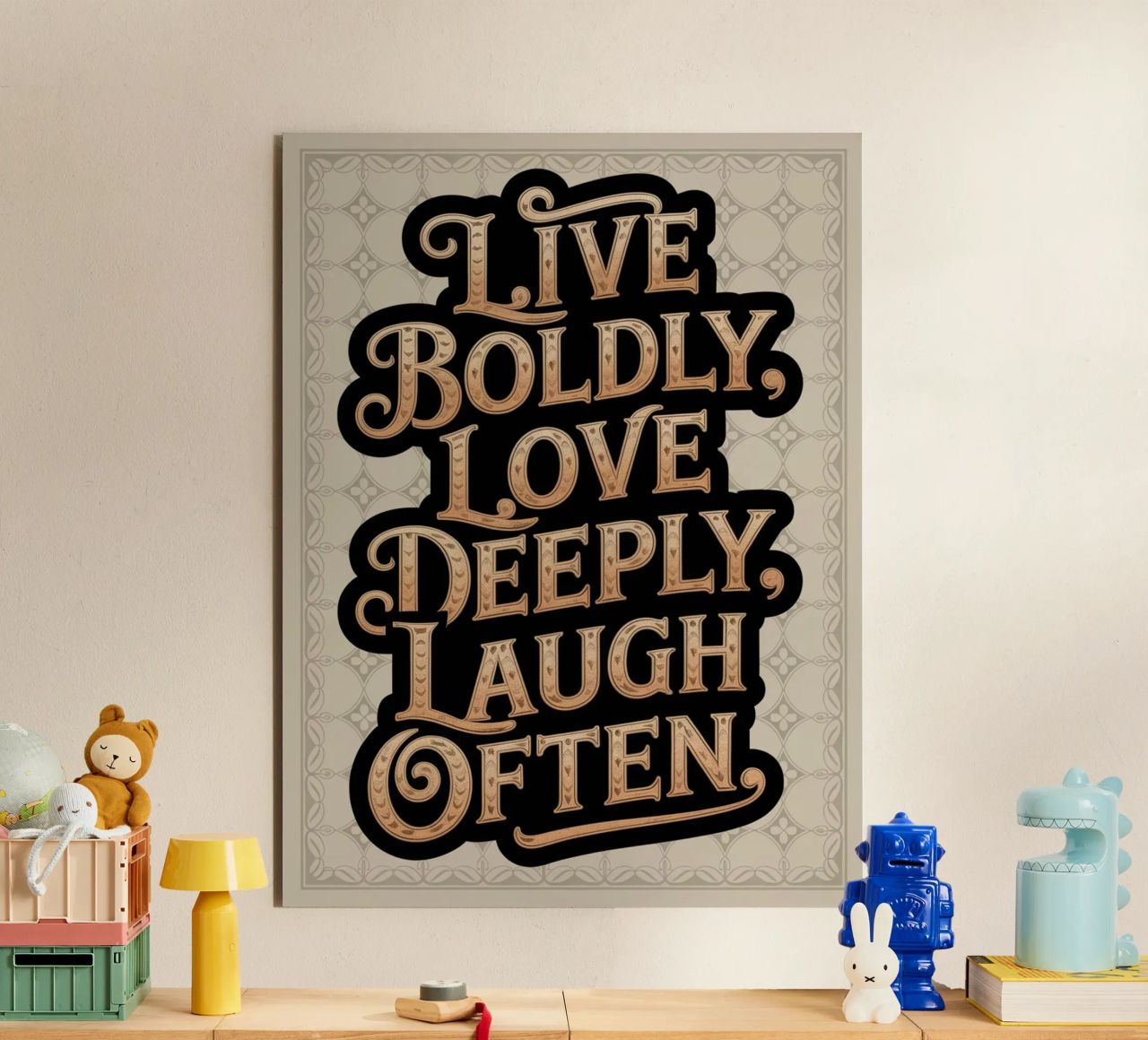 VIVERE CON CORAGGIO, AMARE PROFONDAMENTE, RIDERE SPESSO. alluminio dibond da logic
