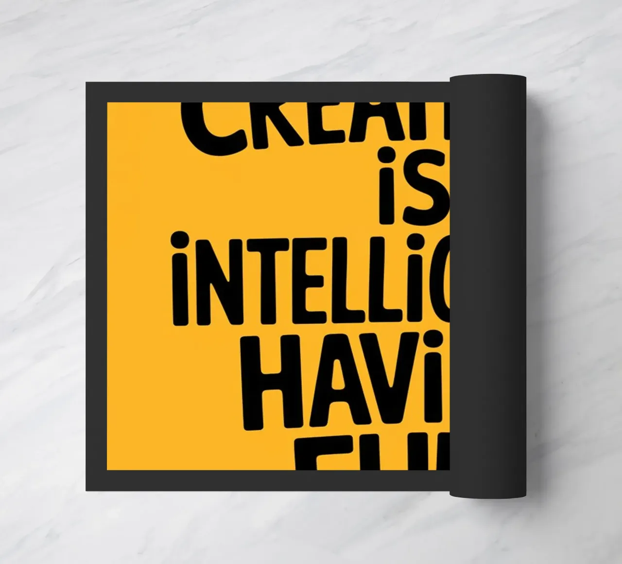 Creativity is intelligence having fun. doormat by logic