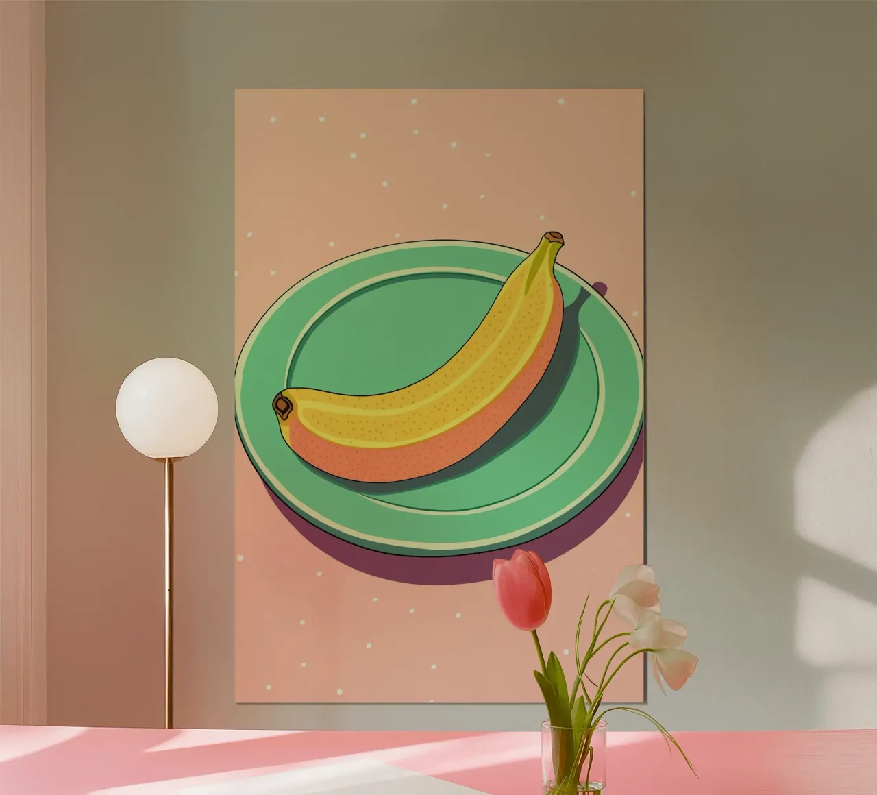 Poster Pop Art Pastello Banana | Cucina poster con telaio in legno da Autofocus