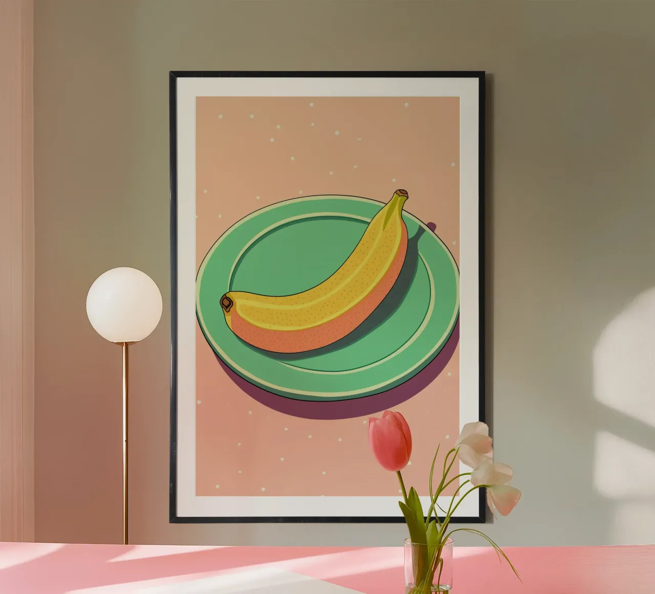 Poster Pop Art Pastello Banana | Cucina poster con telaio in legno da Autofocus