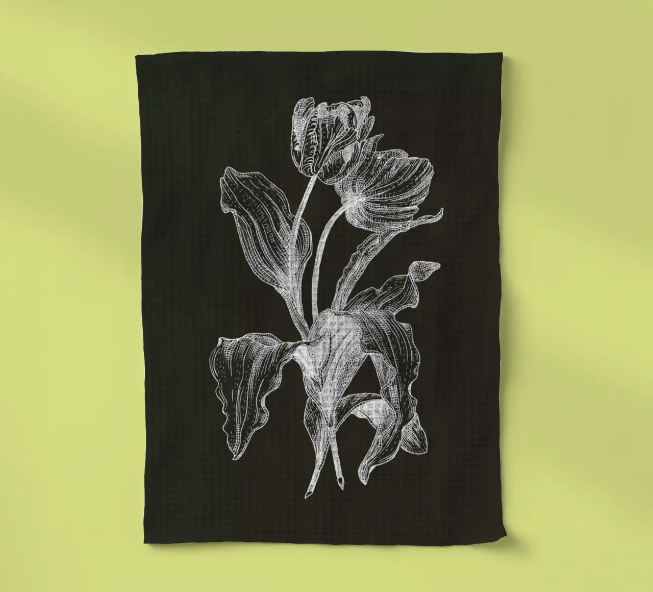 Tulips - White on Grey canovaccio da cucina da Pen & Ink