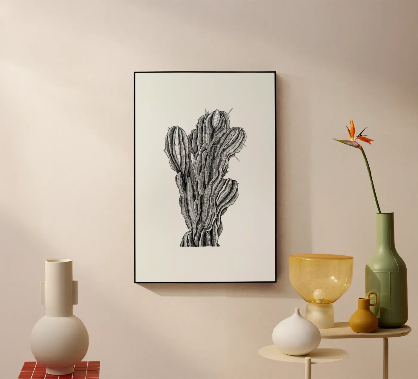 Bush Cactus acryl van Pen & Ink