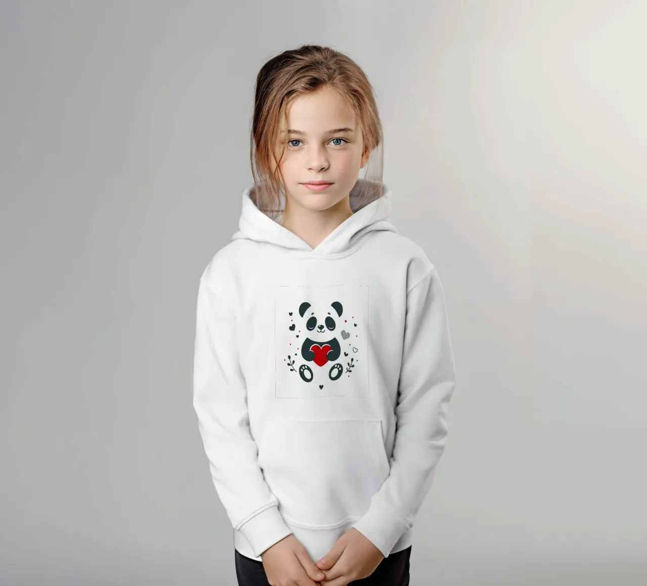Panda mignon avec un cœur - Affectueux Valentin sweat à capuche enfant de namosh