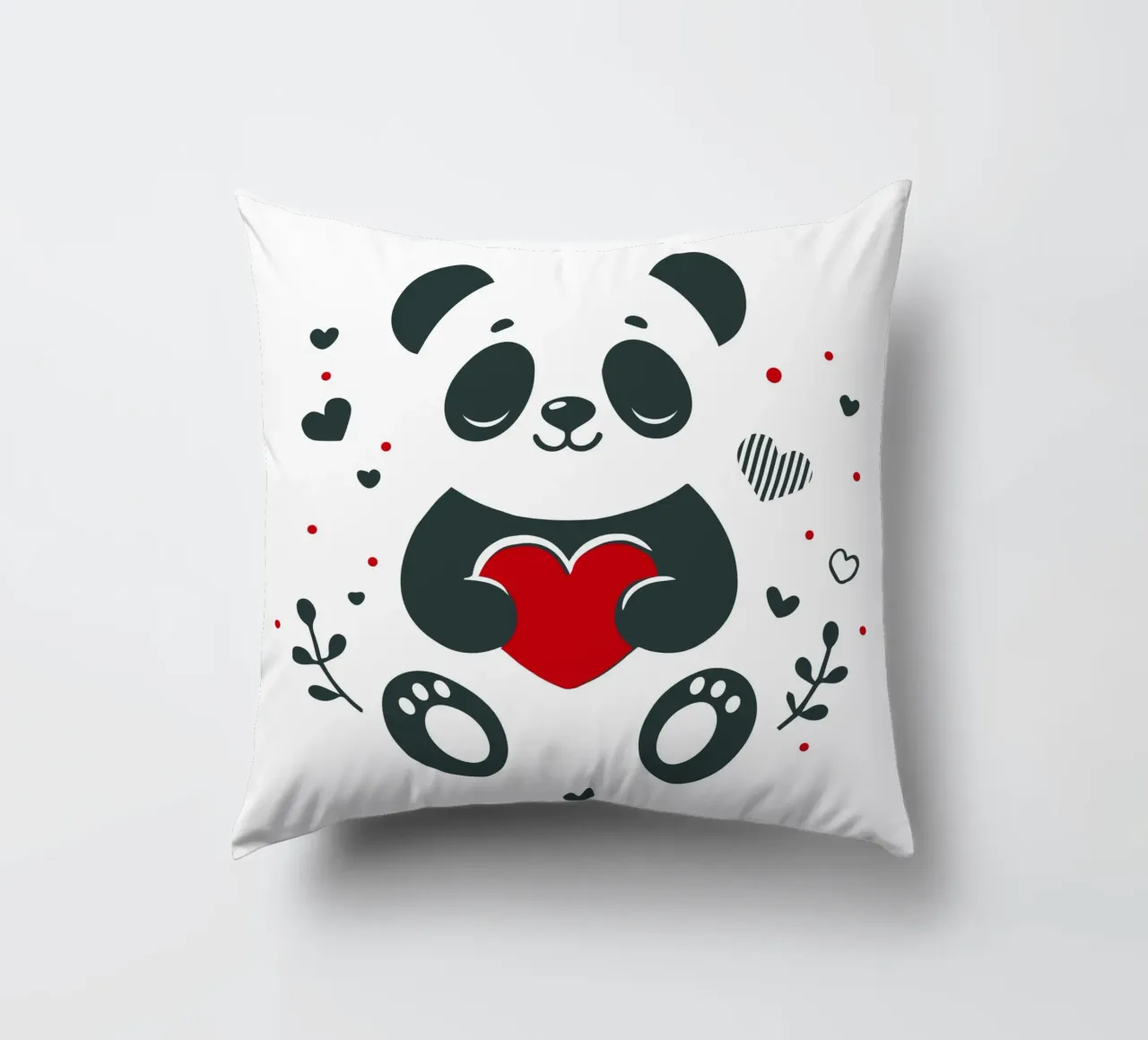 Panda mignon avec un cœur - Affectueux Valentin coussin de namosh