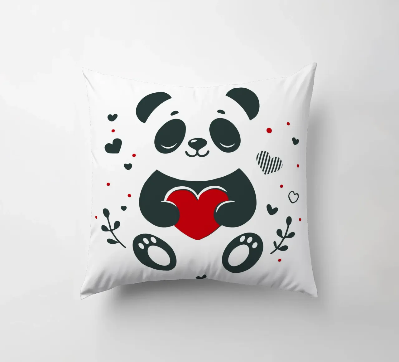 Panda mignon avec un cœur - Affectueux Valentin coussin de namosh