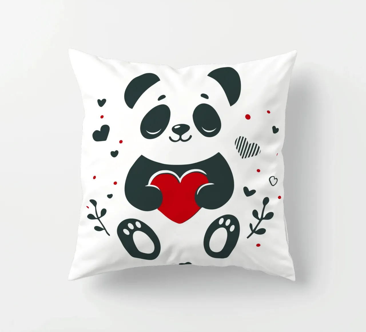 Panda mignon avec un cœur - Affectueux Valentin coussin de namosh