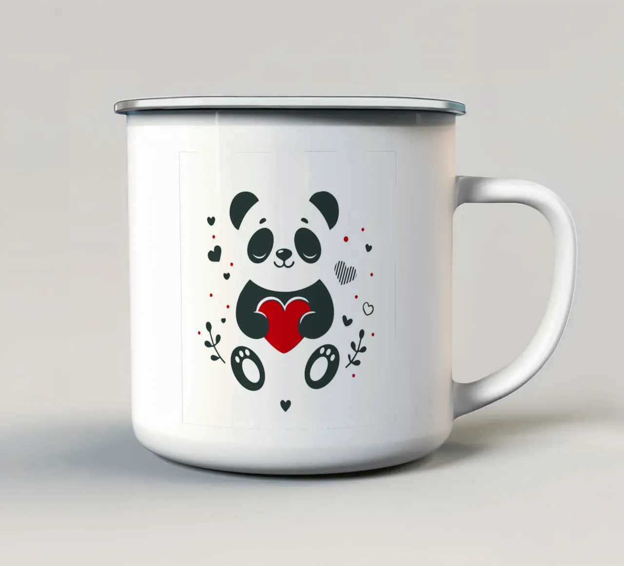 Panda mignon avec un cœur - Affectueux Valentin mug en émail de namosh
