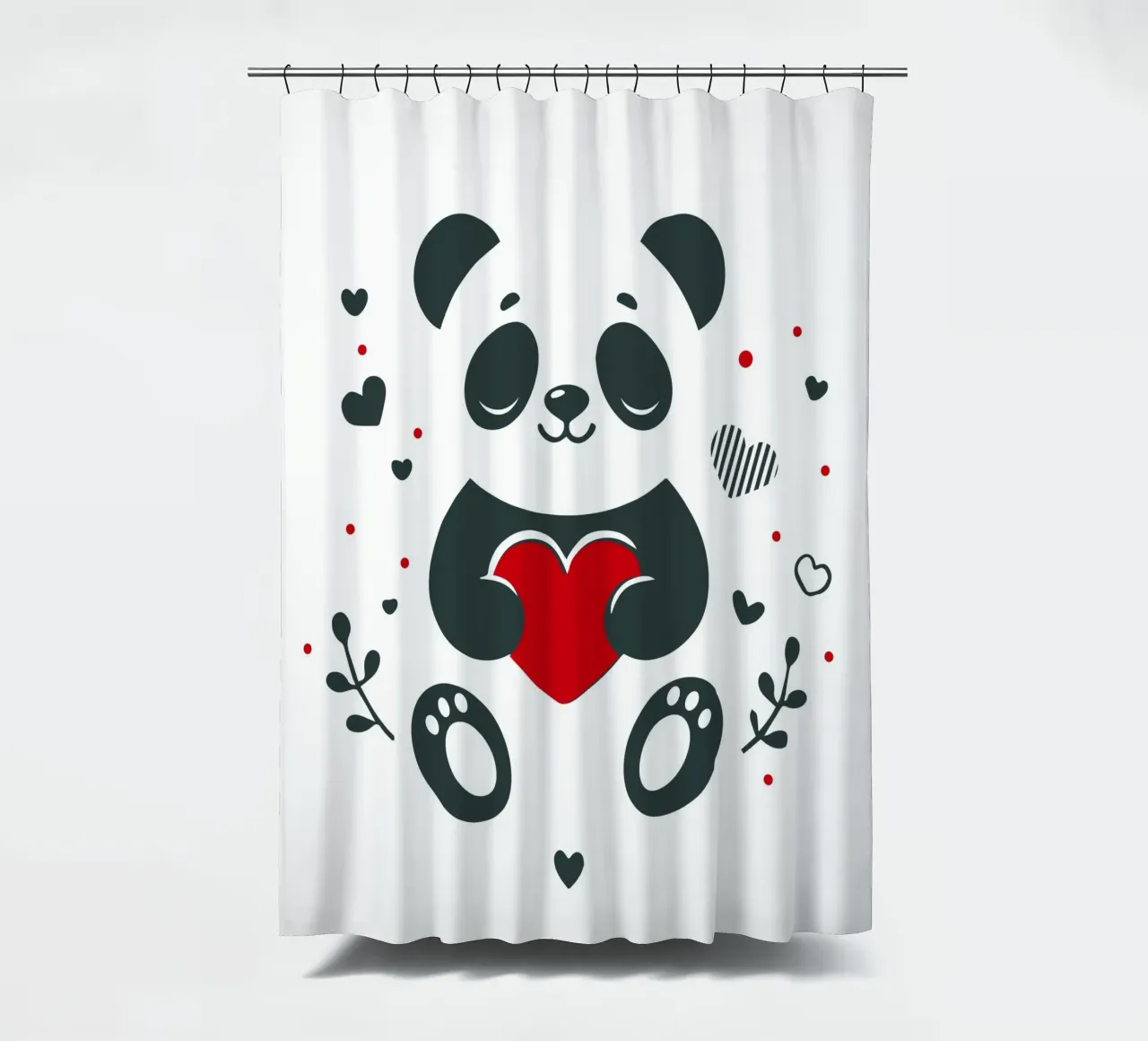 Panda mignon avec un cœur - Affectueux Valentin rideau de douche de namosh