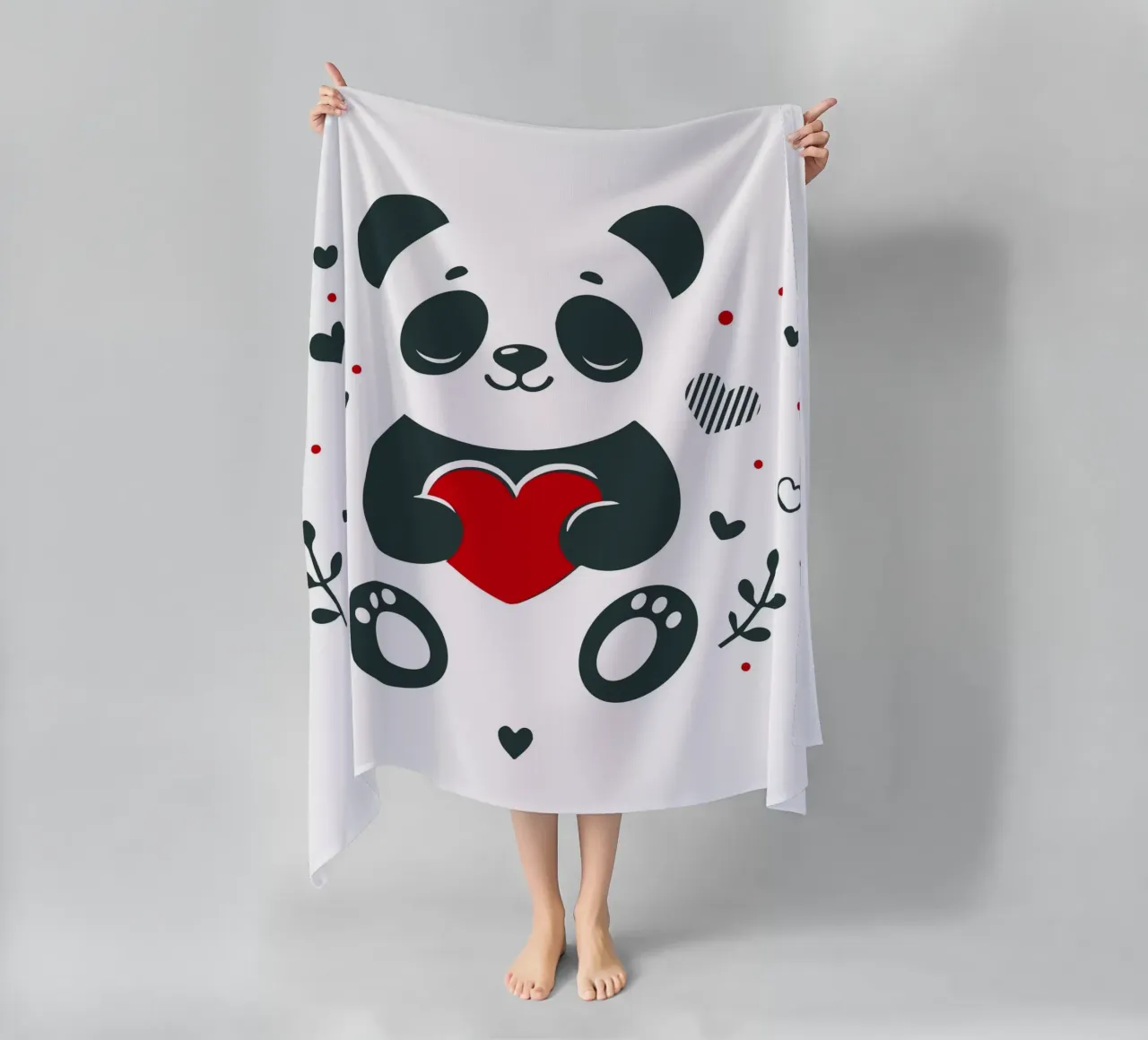 Panda mignon avec un cœur - Affectueux Valentin serviette de plage de namosh