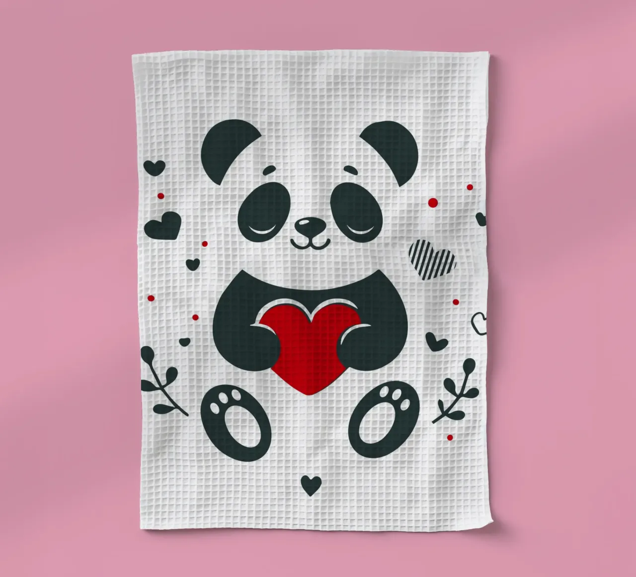 Panda mignon avec un cœur - Affectueux Valentin torchon de namosh