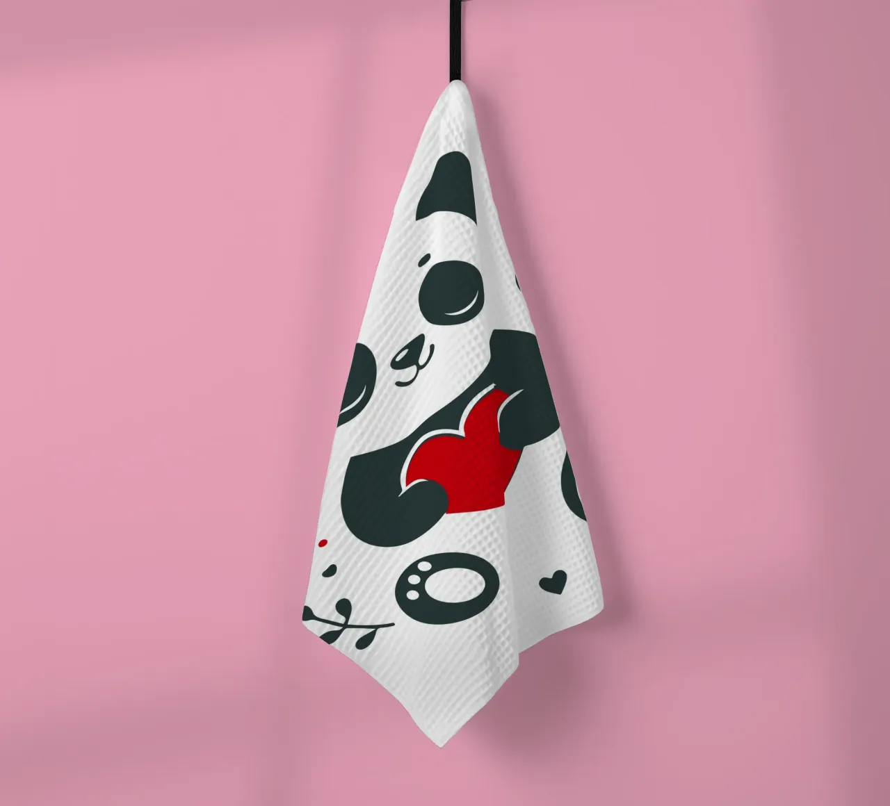 Panda mignon avec un cœur - Affectueux Valentin torchon de namosh